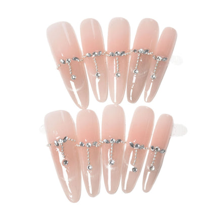 Elegante mit Strass akzentuierte Press-On Nägel Brehn