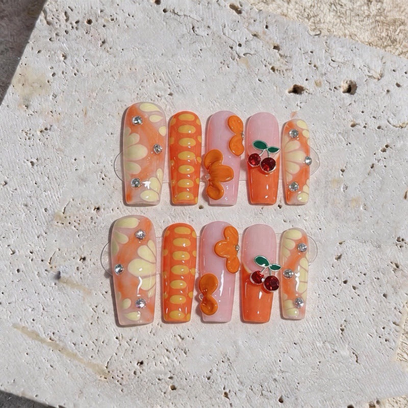 Künstlerisches 3D-Blumen-Press-On-Nagelset