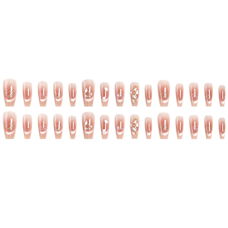 Kunstnagelset mit eleganten Glitzer- und Blumendekoren Brehn