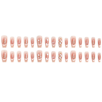 Kunstnagelset mit eleganten Glitzer- und Blumendekoren Brehn