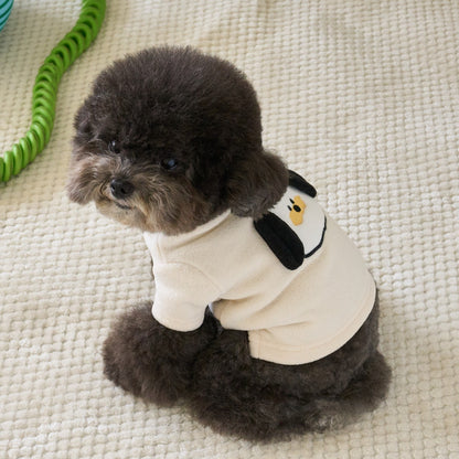Plüsch-Fleece-Hundepullover mit gesticktem Affenpatch