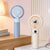 Damen tragbarer Mini-Handventilator mit digitaler Temperaturanzeige und süßem Bären-Design Brehn