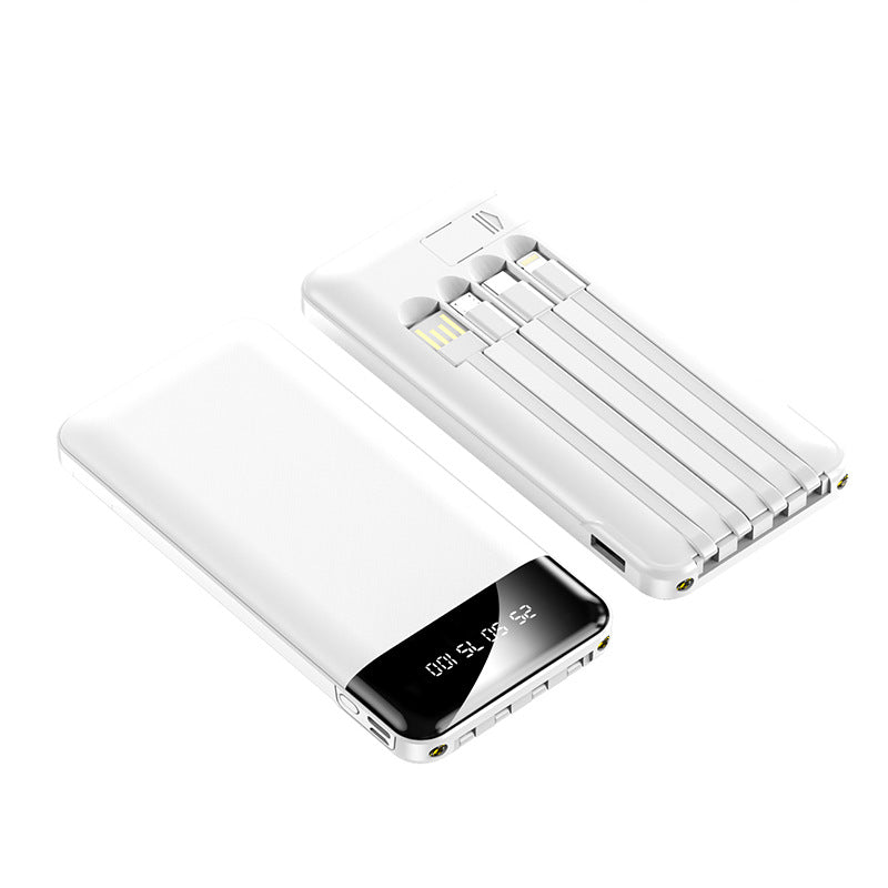 Tragbare Powerbank mit Integrierten Ladekabeln und Digitalem Display Brehn