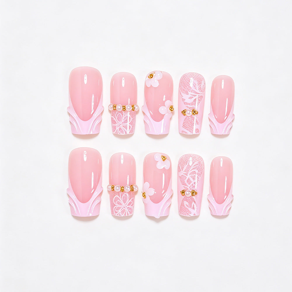 Elegante Floral Press-On Nail Art Tipps Brehn