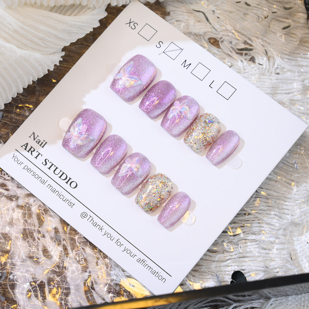 Glitzer Schmetterling Press-On Nagel Set Brehn