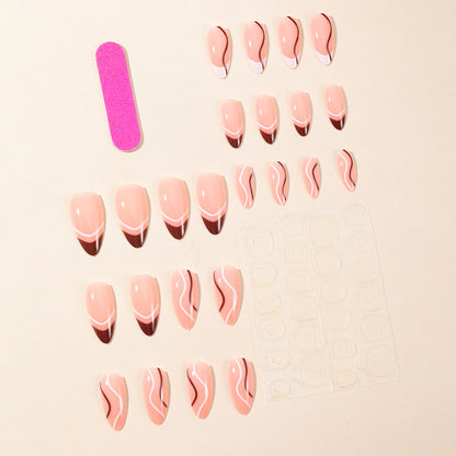 Elegante Wellen-Design Stiletto Nagelkunst Erweiterungen Brehn