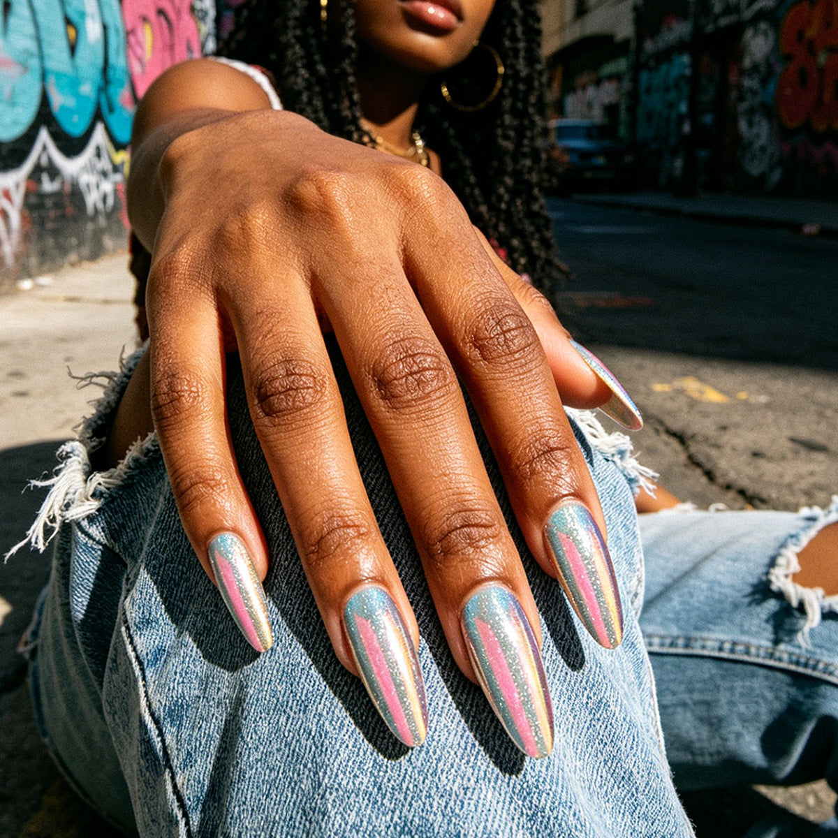 Glamouröse Stiletto Press-On Nägel mit schillerndem Finish Brehn