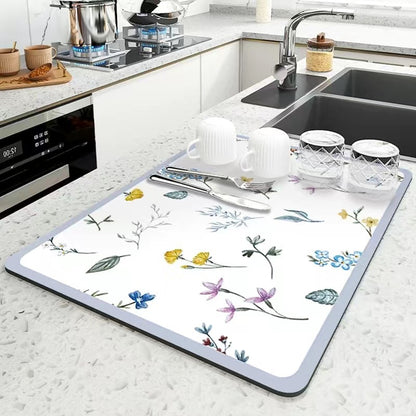 Dekorative Küchenmatte mit Blumenmotiv