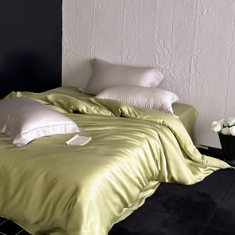 Luxuriöser Maulbeerseide-Feeling Satin Bettbezug & Kissenbezug Set mit umkehrbarem Matt-Glanz-Finish