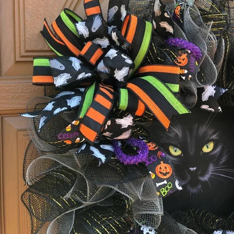 LED Illuminierte Halloween Katzenkranz