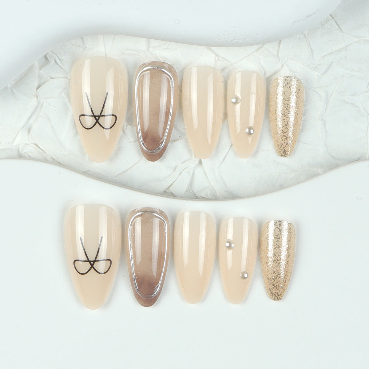 Premium Stiletto Press-On Nägel mit Glitzer und Strassakzenten Brehn