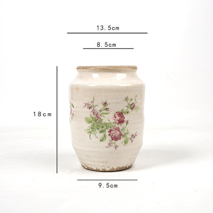 Florales Keramik Blumentopf mit Kunstmuster Brehn