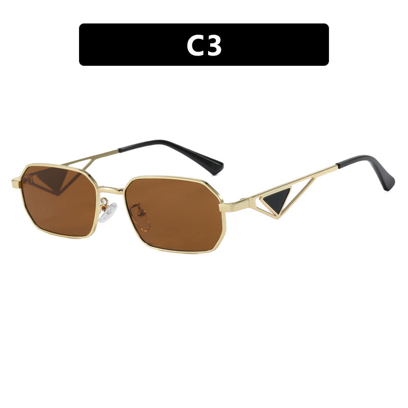 Damen geometrische Luxus-Sonnenbrille mit schmalem Hochglanz-Rahmen Brehn