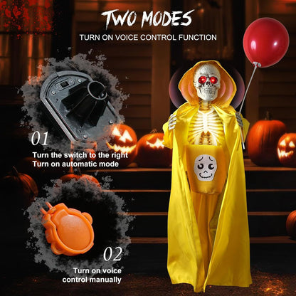 Animierte Halloween Skelett Deko Brehn