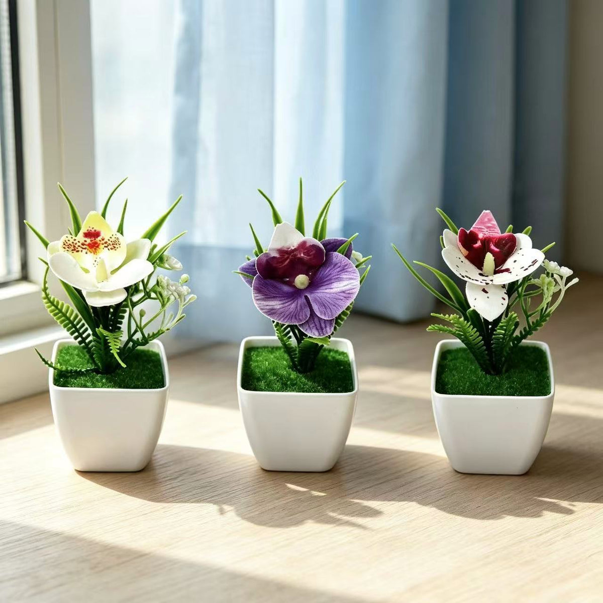 Kleine Topfpflanze Künstliche Orchideenarrangement