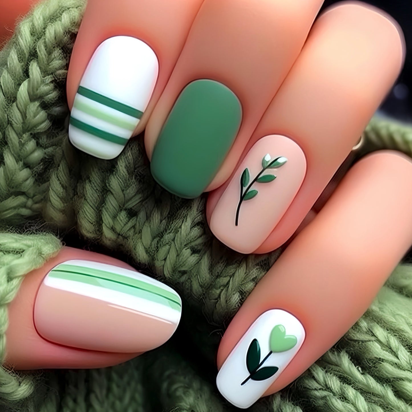 Botanische Themen Presse-On-Nagelkunst Brehn