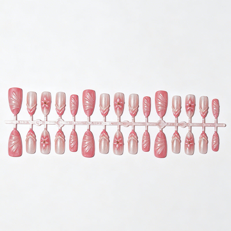 Künstlerisches Floral Press-On Nail Set Brehn