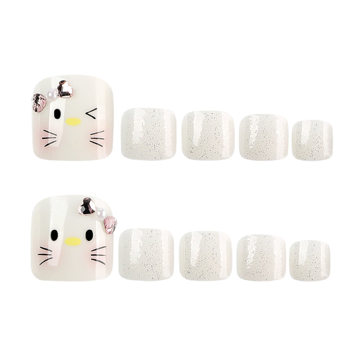 Kunstvolle Fußnagelgestaltung mit niedlichem Katze-Motiv Brehn