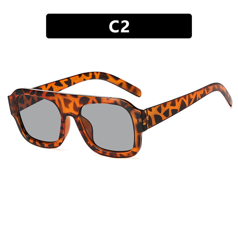 Damen modische quadratische Sonnenbrille mit auffälligem Tierdruckdesign Brehn