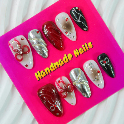 Kunstnagelset mit eleganten 3D-Verzierungen und kreativen Designs Brehn