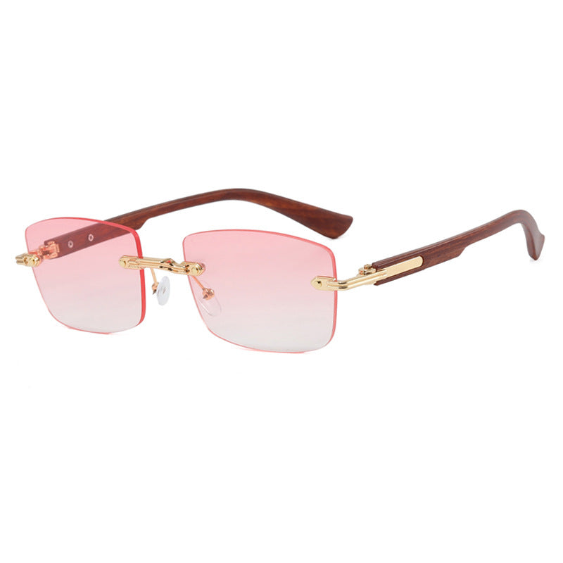 Damen quadratische Sonnenbrille mit Holzrahmen und gradienten Gläsern Brehn