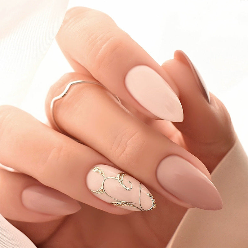 Elegantes Press-On-Nagelkunst-Set mit floralen und glänzenden Akzenten Brehn