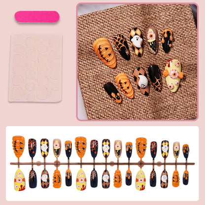 Kunstnagelset mit Halloween-Motiven und festlichen Designs Brehn