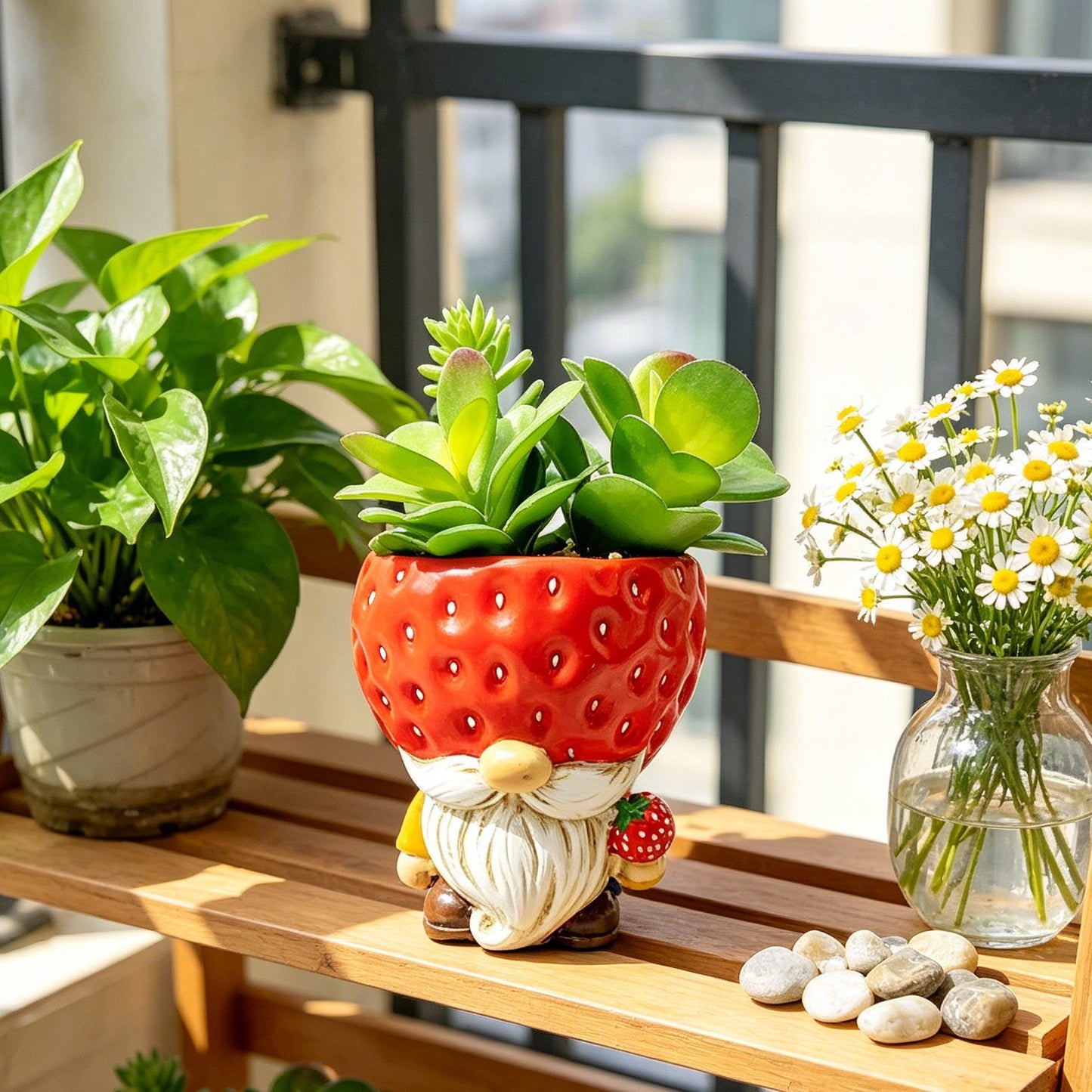 Originelle Blumentopffigur mit Zwergmotiv Brehn