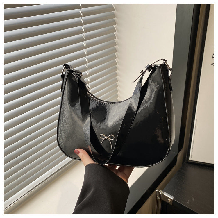 Premium Glänzende Kunstleder Hobo Tasche Brehn