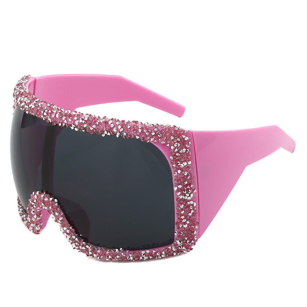 Damen Sportliche Oversized-Sonnenbrille mit Strassverzierungen Brehn