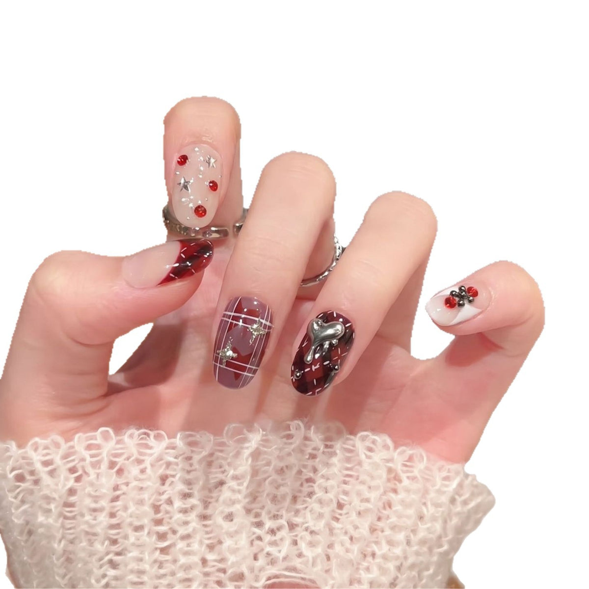 Künstlerisches Press-On-Nagelset mit bezaubernden Designs Brehn