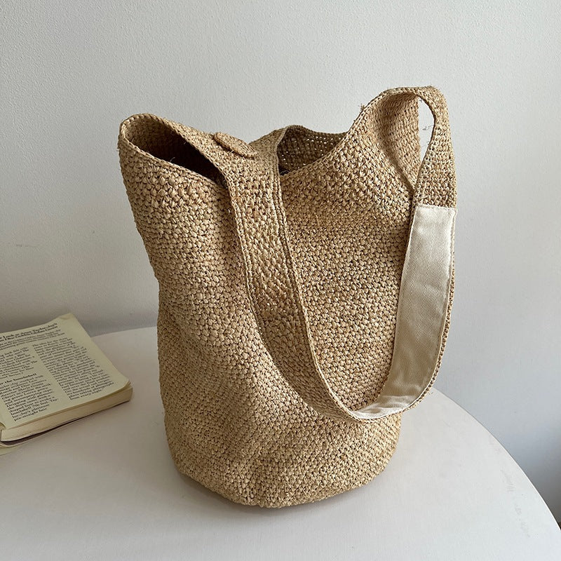 Handgefertigte Strohtasche mit Geometrischem Muster Brehn