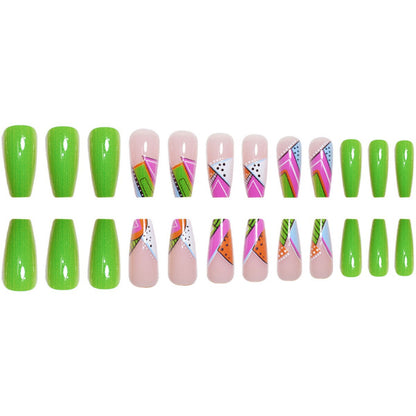 Künstlerische Neon Geometrische Press-On Nagelverlängerungen Brehn