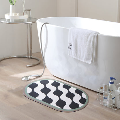 Ovaler rutschfester Vinyl-Fußmatte mit feinem Mosaik-Print und wasserabweisender Oberfläche Brehn