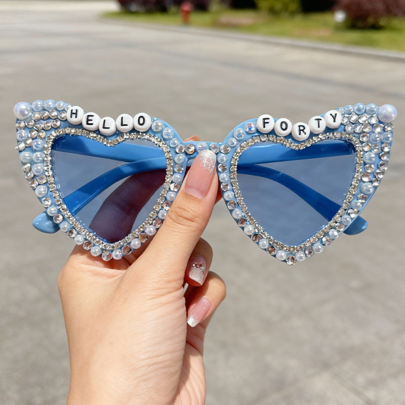 Herzförmige mit Perlen verzierte Sonnenbrille Brehn