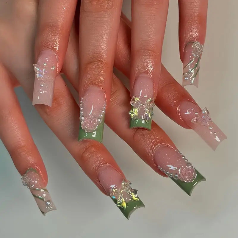 Dekorative Acryl-Blumen Press-On Nagelkunst Brehn