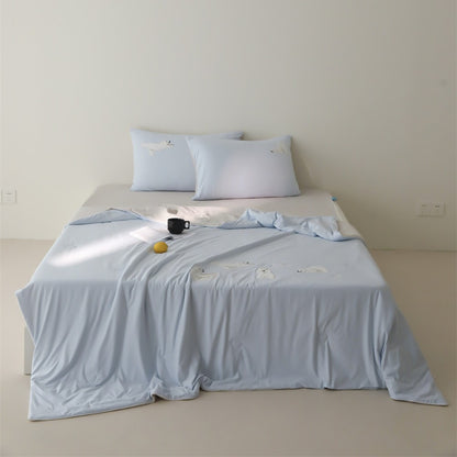 Bettwäsche-Set aus Baumwollsatin mit minimalistischem Panda-Print und extraweichem Spannbettlaken