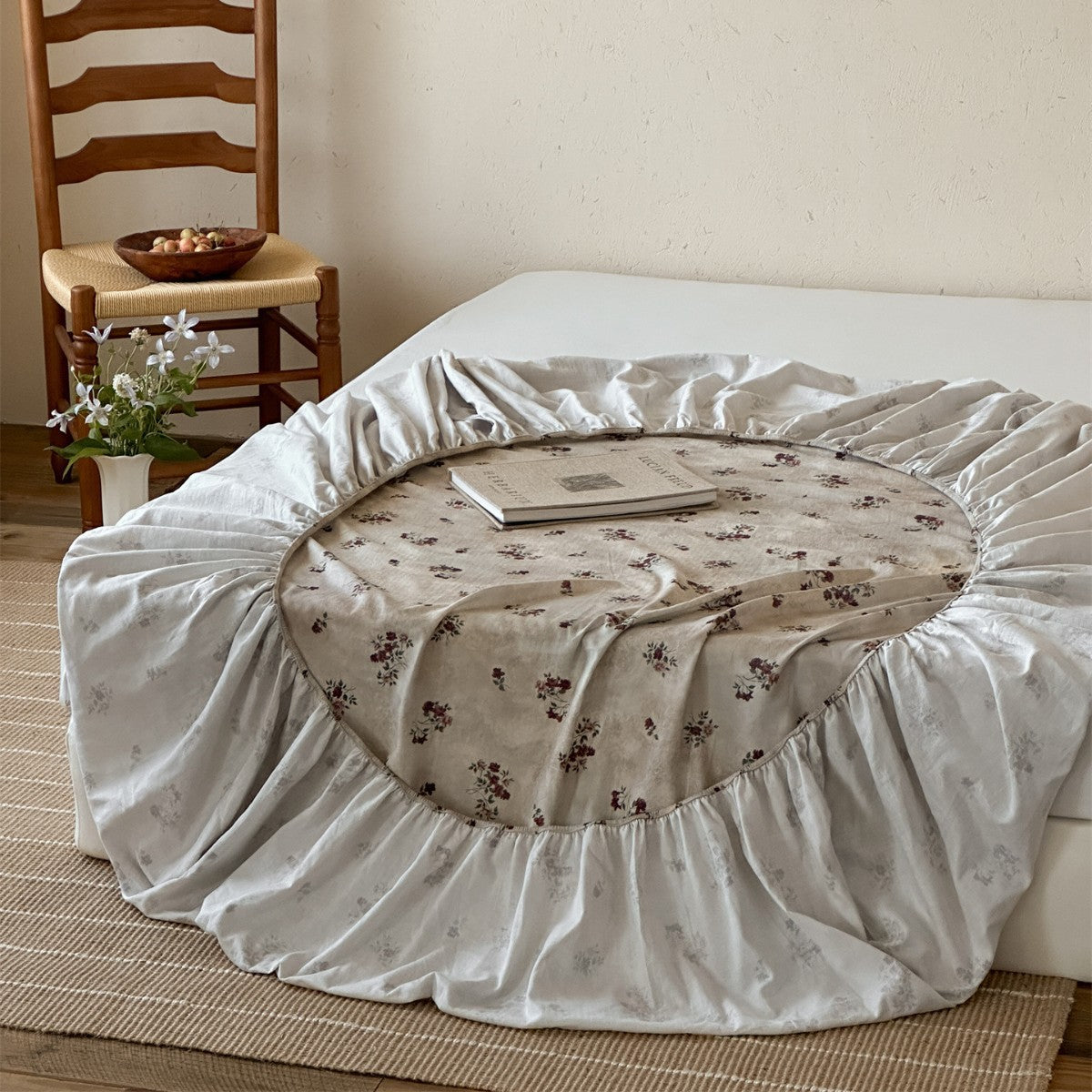 Bedrucktes Baumwoll-Percale Spannbettlaken und Kissenbezug Set