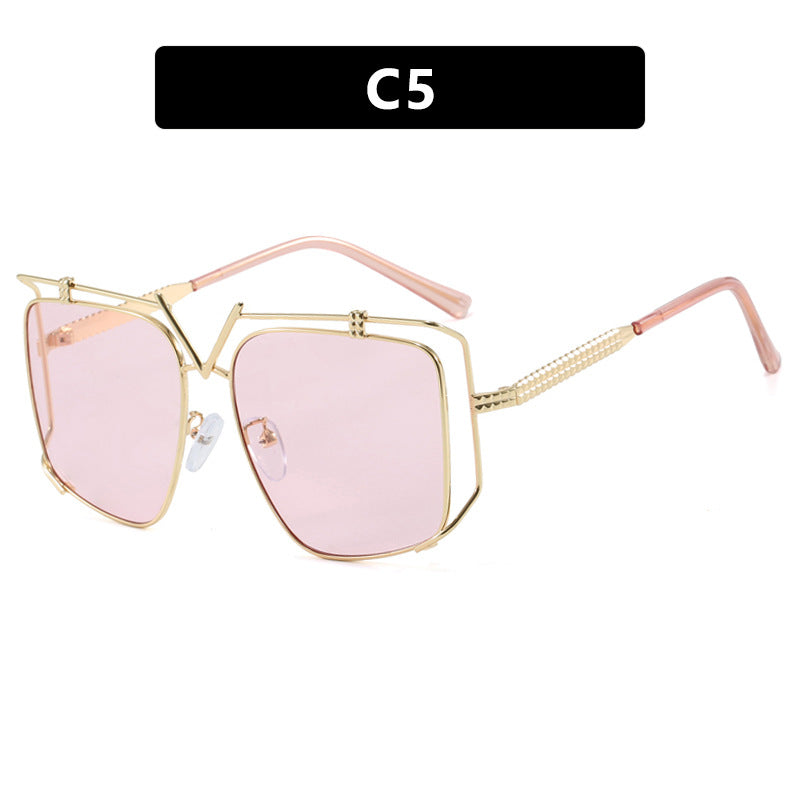 Damen futuristische Oversized-Sonnenbrille mit einzigartigem Geometrie-Rahmen Brehn
