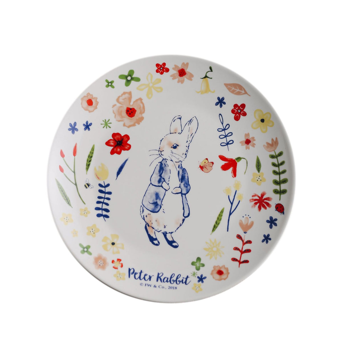 Kinder-Teller aus Porzellan mit Hasenillustration und Blumendekor