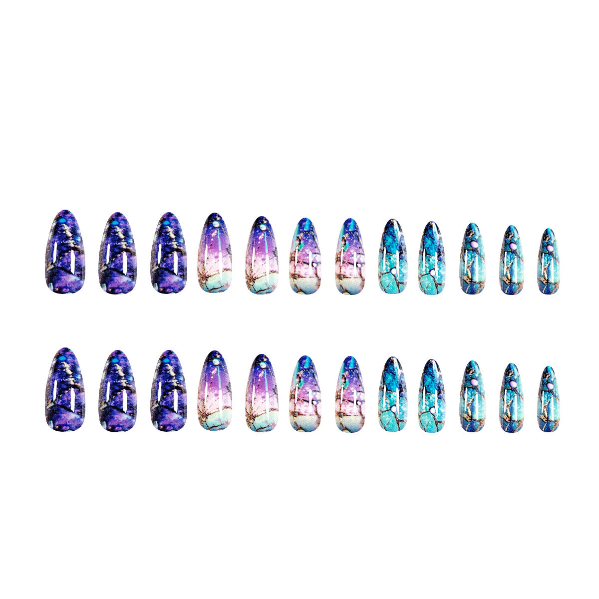 Exklusive Stiletto Kunstnägel mit Glitzer- und Ombre-Design Brehn