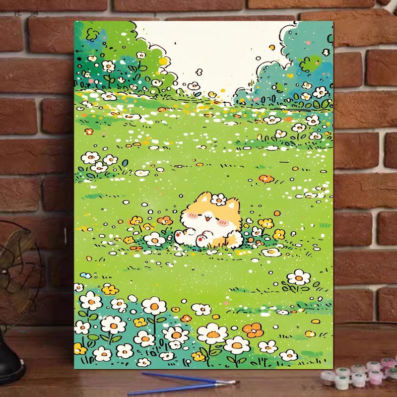 Niedliches Katzenillustration Leinwandkunstdruck Brehn