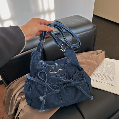 Denim Zugband Hobo Tasche