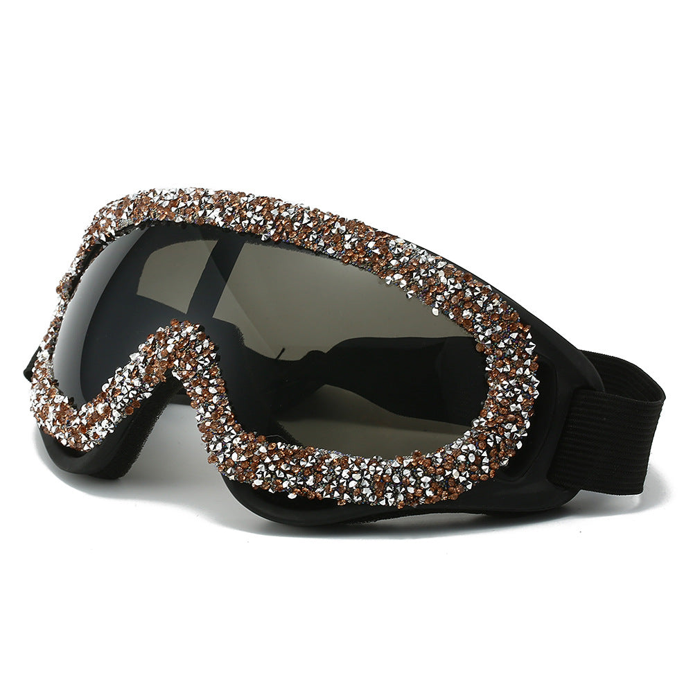 Damen Sportliche Skibrille mit glamourösem Kristallbesatz Brehn