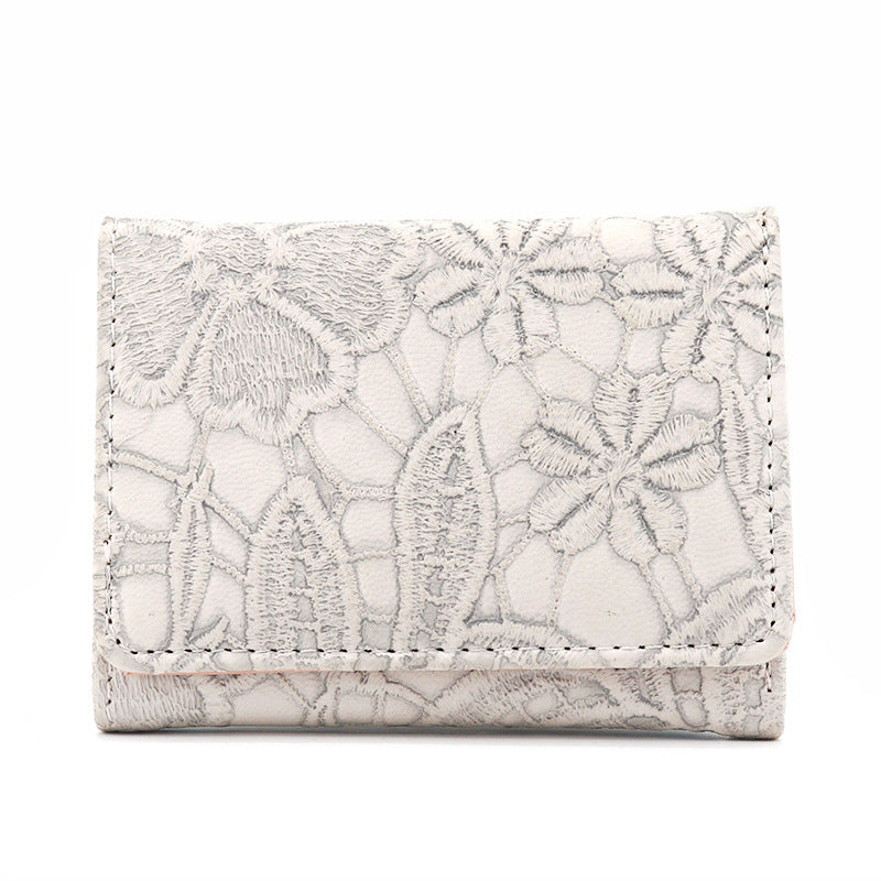 Blumenpräge Leder Mün Brieftasche