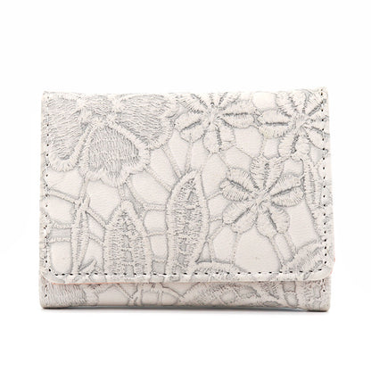 Blumenpräge Leder Mün Brieftasche