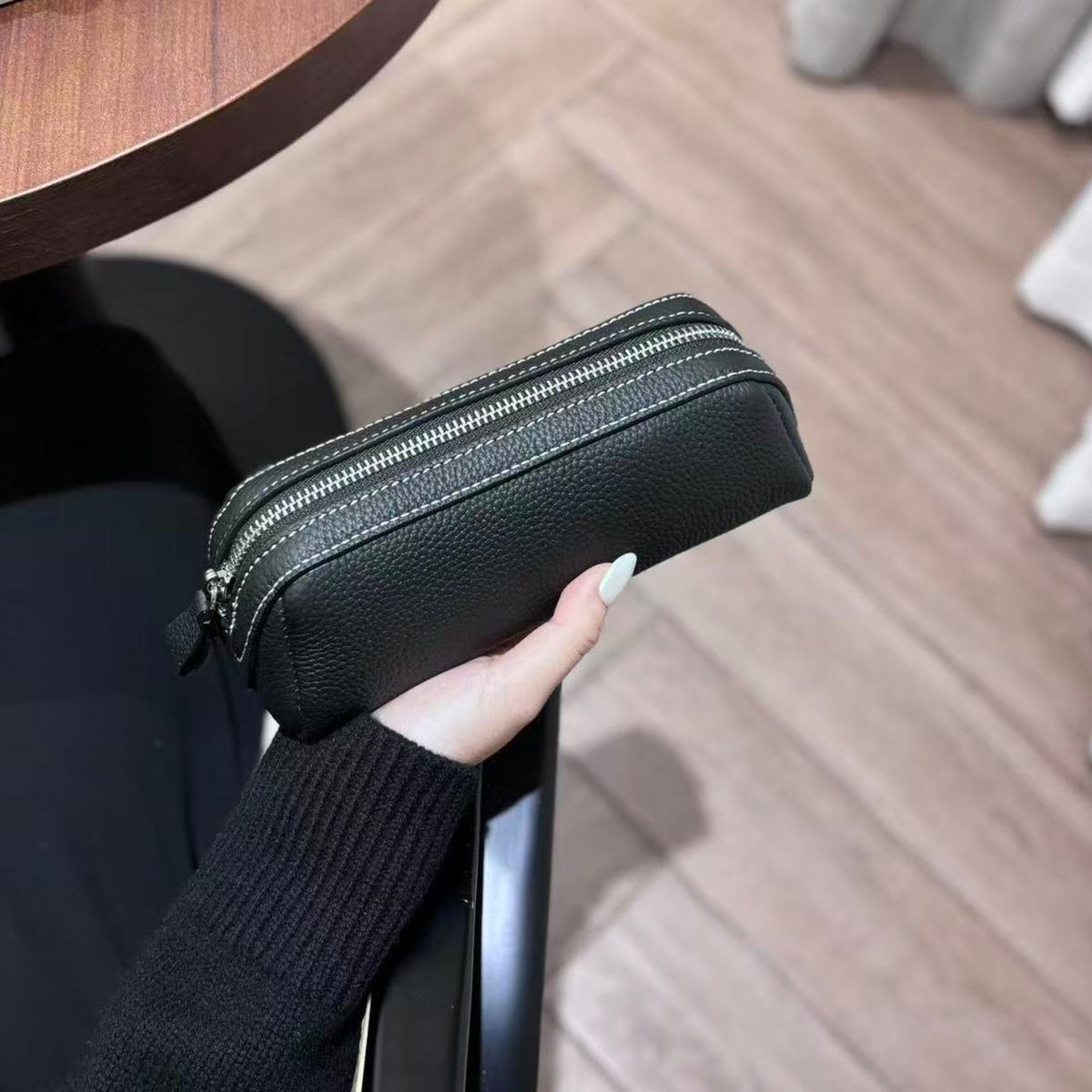 Premium Texturiertes Leder Mit Reißverschluss Bleistiftetui