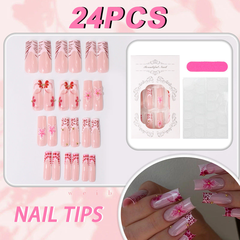 Künstlerisches Floral Design Press-On Nail Set Brehn