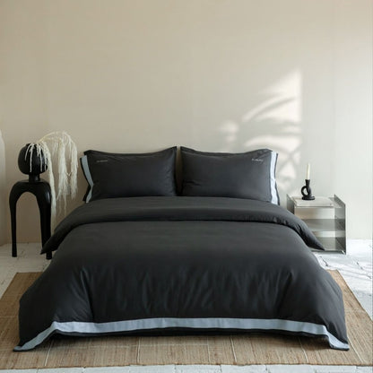 Luxus Baumwollsatin Bettbezugset mit Kontrastsaum