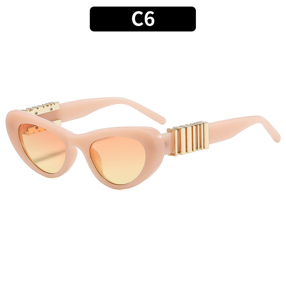 Damen Designer-Sonnenbrille mit luxuriösem Metallrahmen und stilvollen Verzierungen Brehn